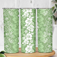 Hawaiian Lei Day Skinny Tumbler Green Hibiscus Flowers Lei Art