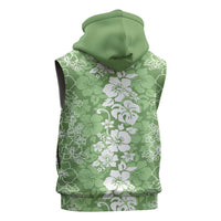 Hawaiian Lei Day Sleeveless Zip Hoodie Green Hibiscus Flowers Lei Art LT9 - Polynesian Pride
