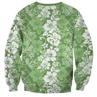 Hawaiian Lei Day Sweatshirt Green Hibiscus Flowers Lei Art