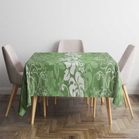 Hawaiian Lei Day Tablecloth Green Hibiscus Flowers Lei Art