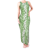 Hawaiian Lei Day Tank Maxi Dress Green Hibiscus Flowers Lei Art
