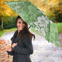 Hawaiian Lei Day Umbrella Green Hibiscus Flowers Lei Art - Polynesian Pride