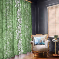 Hawaiian Lei Day Window Curtain Green Hibiscus Flowers Lei Art