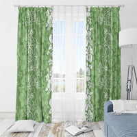 Hawaiian Lei Day Window Curtain Green Hibiscus Flowers Lei Art