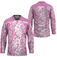 Hawaiian Lei Day Hockey Jersey Pink Hibiscus Flowers Lei Art - Polynesian Pride