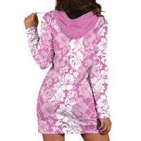 Hawaiian Lei Day Hoodie Dress Pink Hibiscus Flowers Lei Art