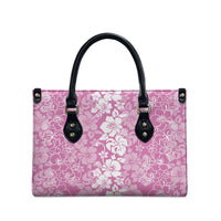 Hawaiian Lei Day Leather Bag Pink Hibiscus Flowers Lei Art - Polynesian Pride