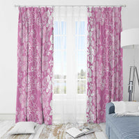 Hawaiian Lei Day Window Curtain Pink Hibiscus Flowers Lei Art