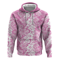 Hawaiian Lei Day Zip Hoodie Pink Hibiscus Flowers Lei Art