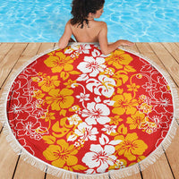 Hawaiian Lei Day Beach Blanket Red Hibiscus Flowers Lei Art