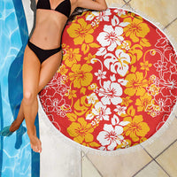 Hawaiian Lei Day Beach Blanket Red Hibiscus Flowers Lei Art