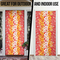 Hawaiian Lei Day Door Cover Red Hibiscus Flowers Lei Art - Polynesian Pride