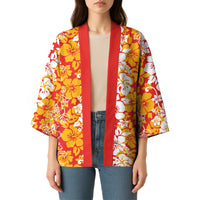 Hawaiian Lei Day Kimono Red Hibiscus Flowers Lei Art - Polynesian Pride