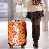 Hawaiian Lei Day Luggage Cover Red Hibiscus Flowers Lei Art