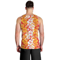 Hawaiian Lei Day Men Tank Top Red Hibiscus Flowers Lei Art
