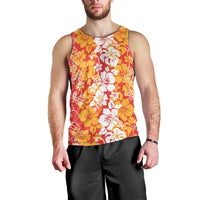 Hawaiian Lei Day Men Tank Top Red Hibiscus Flowers Lei Art