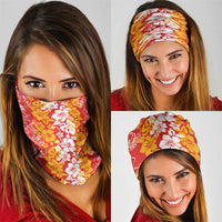 Hawaiian Lei Day Neck Gaiter Red Hibiscus Flowers Lei Art - Polynesian Pride