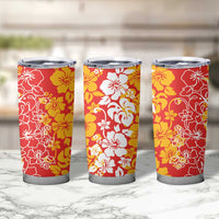 Hawaiian Lei Day Tumbler Cup Red Hibiscus Flowers Lei Art