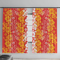 Hawaiian Lei Day Window Curtain Red Hibiscus Flowers Lei Art