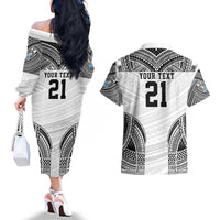 Flying Fijians Pacific Fiji Rugby Custom Couples Matching Off The Shoulder Long Sleeve Dress and Hawaiian Shirt Polynesian Pattern