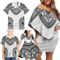 Flying Fijians Pacific Fiji Rugby Custom Family Matching Off Shoulder Short Dress and Hawaiian Shirt Polynesian Pattern