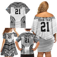 Flying Fijians Pacific Fiji Rugby Custom Family Matching Off Shoulder Short Dress and Hawaiian Shirt Polynesian Pattern