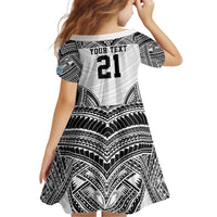 Flying Fijians Pacific Fiji Rugby Custom Kid Short Sleeve Dress Polynesian Pattern