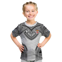 Flying Fijians Pacific Fiji Rugby Custom Kid T Shirt Polynesian Pattern