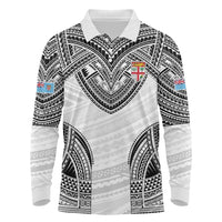 Flying Fijians Pacific Fiji Rugby Custom Long Sleeve Polo Shirt Polynesian Pattern
