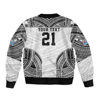 Flying Fijians Pacific Fiji Rugby Custom Sleeve Zip Bomber Jacket Polynesian Pattern
