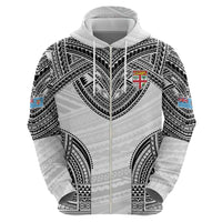 Flying Fijians Pacific Fiji Rugby Custom Zip Hoodie Polynesian Pattern