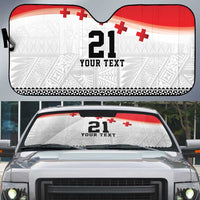Ikale Tahi Pacific Tonga Rugby Custom Auto Sun Shade Tongan Ngatu with Flag Pattern - Polynesian Pride