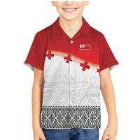 Ikale Tahi Pacific Tonga Rugby Custom Family Matching Mermaid Dress and Hawaiian Shirt Tongan Ngatu with Flag Pattern