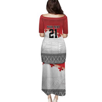 Ikale Tahi Pacific Tonga Rugby Custom Family Matching Puletasi and Hawaiian Shirt Tongan Ngatu with Flag Pattern