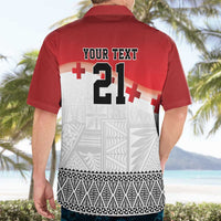Ikale Tahi Pacific Tonga Rugby Custom Hawaiian Shirt Tongan Ngatu with Flag Pattern