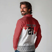 Ikale Tahi Pacific Tonga Rugby Custom Long Sleeve Polo Shirt Tongan Ngatu with Flag Pattern