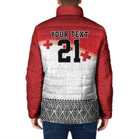 Ikale Tahi Pacific Tonga Rugby Custom Padded Jacket Tongan Ngatu with Flag Pattern - Polynesian Pride