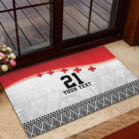 Ikale Tahi Pacific Tonga Rugby Custom Rubber Doormat Tongan Ngatu with Flag Pattern