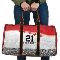 Ikale Tahi Pacific Tonga Rugby Custom Travel Bag Tongan Ngatu with Flag Pattern - Polynesian Pride