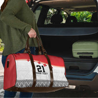 Ikale Tahi Pacific Tonga Rugby Custom Travel Bag Tongan Ngatu with Flag Pattern - Polynesian Pride