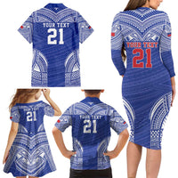 Manu Samoa Pacific Samoa Rugby Custom Family Matching Long Sleeve Bodycon Dress and Hawaiian Shirt Polynesian Pattern