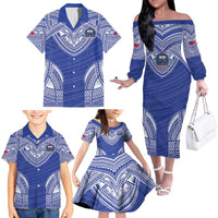 Manu Samoa Pacific Samoa Rugby Custom Family Matching Off The Shoulder Long Sleeve Dress and Hawaiian Shirt Polynesian Pattern