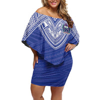 Manu Samoa Pacific Samoa Rugby Custom Family Matching Off Shoulder Short Dress and Hawaiian Shirt Polynesian Pattern