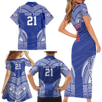 Manu Samoa Pacific Samoa Rugby Custom Family Matching Short Sleeve Bodycon Dress and Hawaiian Shirt Polynesian Pattern