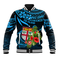 Fiji Islands Baseball Jacket With Polynesian Tribal Happy National Day LT9 Unisex Blue - Polynesian Pride