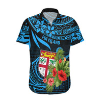 Fiji Islands Hawaiian Shirt With Polynesian Tribal Happy National Day LT9 Blue - Polynesian Pride
