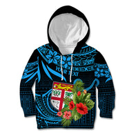 Custom Fiji Islands Kid Hoodie With Polynesian Tribal Happy National Day LT9 Blue - Polynesian Pride