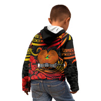 PNG Remembrance Day Kid Hoodie Polynesian Tribal and Poppy LT9 - Polynesian Pride