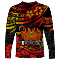 Custom PNG Remembrance Day Long Sleeve Shirt Polynesian Tribal and Poppy LT9 - Polynesian Pride