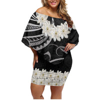 White Sunday Tokelau Gardenia Thunbergia Family Matching Off Shoulder Short Dress and Hawaiian Shirt Fakamalo Atu Kia Te Koutou Uma